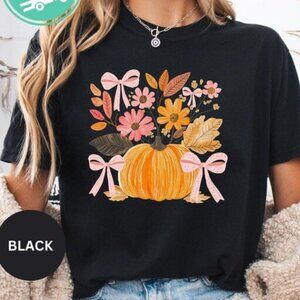 Floral Pumpkin Shirt, Fall Coquette Shirt, Fall Vibes Shirt, Pumpkin Fall Shirt